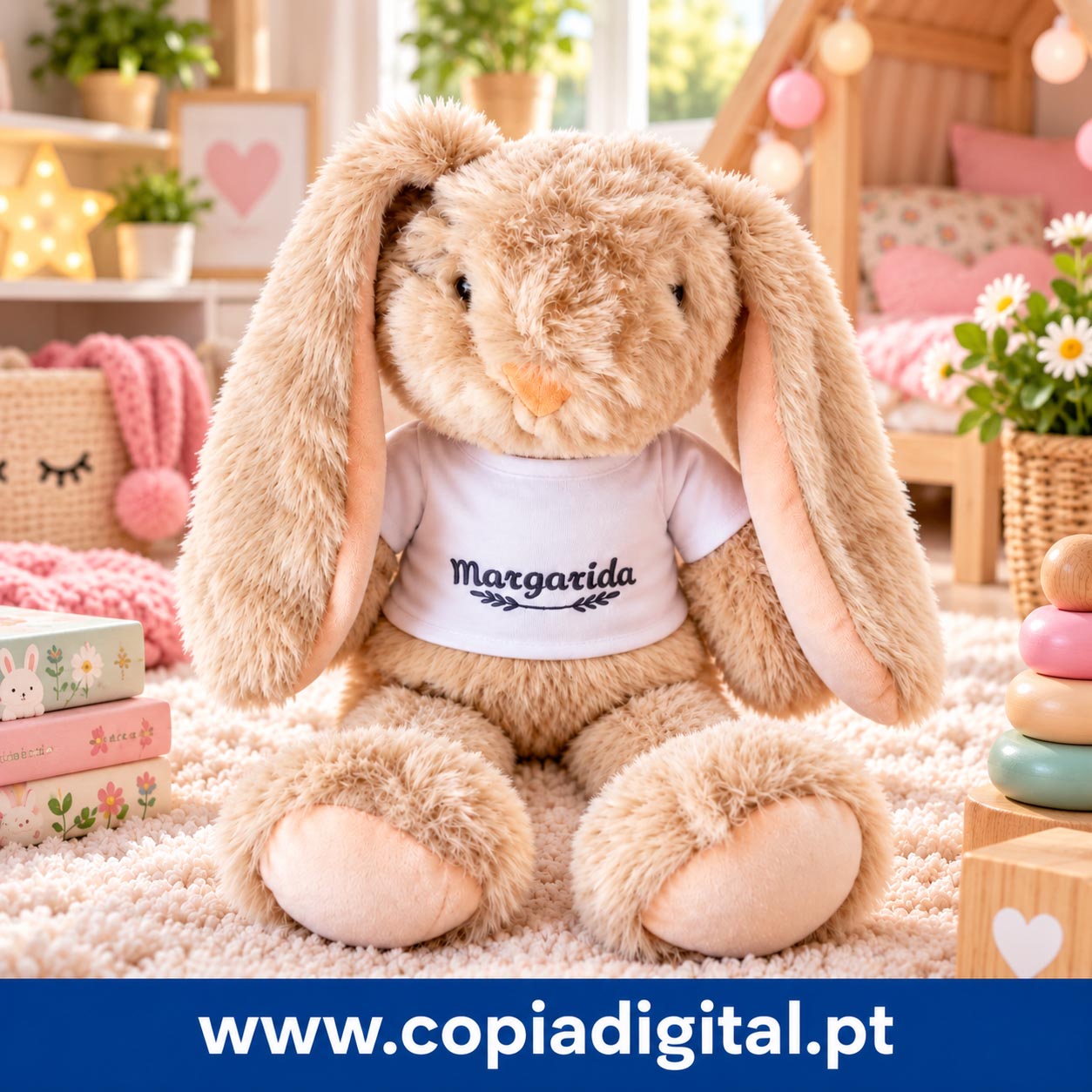 Coelhinho Peluche castanho bordado - imagem 2
