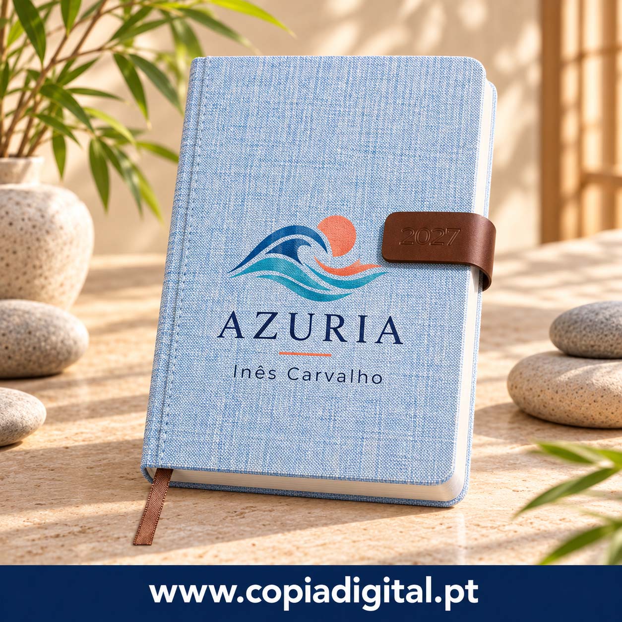 Agenda 2027 capa em linho azul - imagem 2